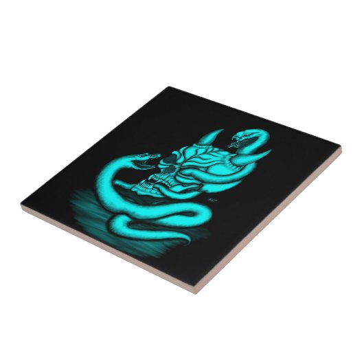 Skull - Duivel Head met slang Tegeltje (Zijkant)