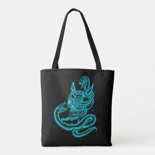 Skull - Duivel Head met slang Tote Bag (Achterkant)