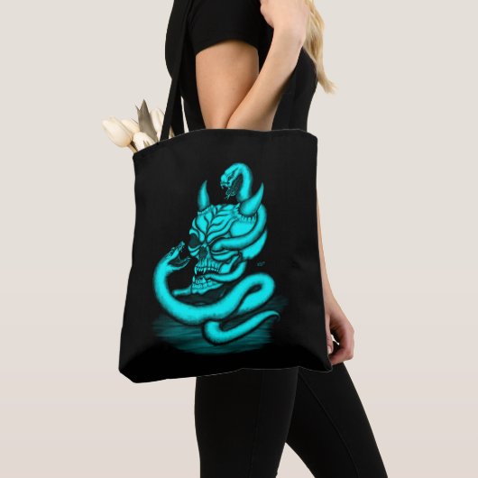 Skull - Duivel Head met slang Tote Bag (Dichtbij)