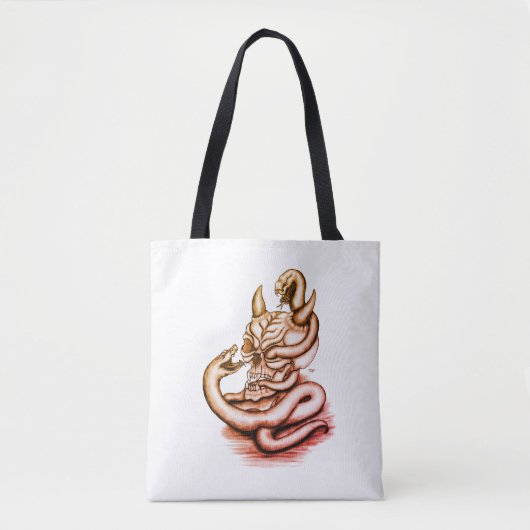 Skull - Duivel Head met slang Tote Bag (Voorkant)