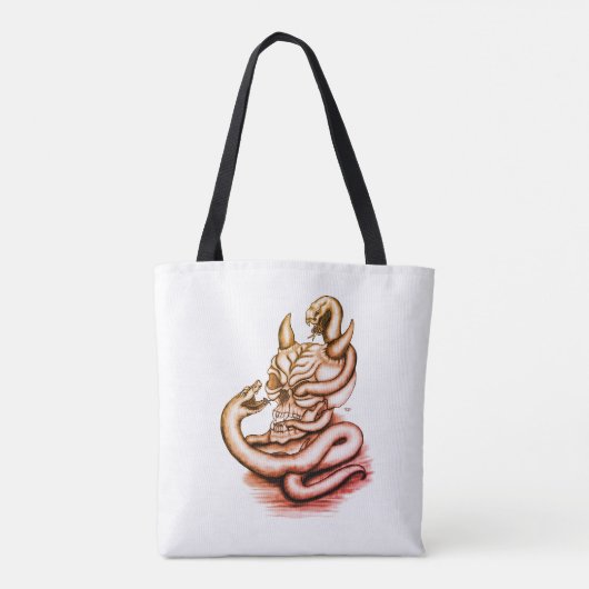 Skull - Duivel Head met slang Tote Bag (Achterkant)