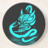 Skull - Duivel Head met slang Zandsteen Onderzetter (Voorkant)