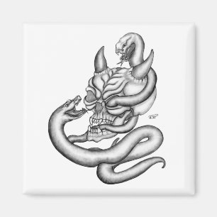 Skull - duivelkoppen met slang magneet