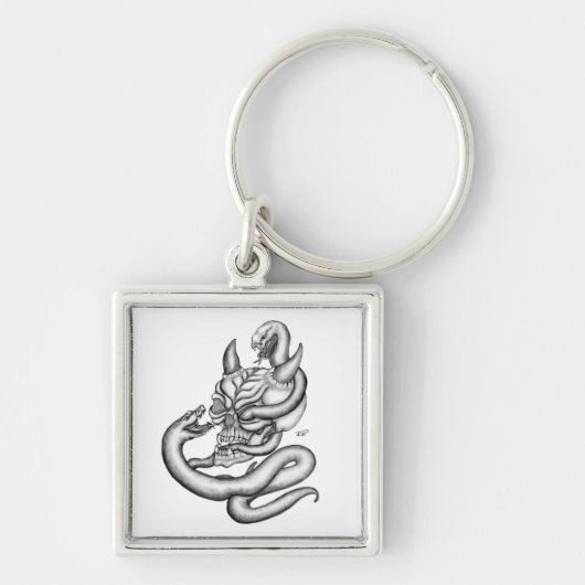 Skull - duivelkoppen met slang sleutelhanger (Voorkant)