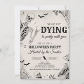 Skull Dying naar Halloween Party Kaart (Voorkant)