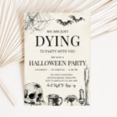Skull Dying naar Halloween Party Kaart