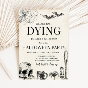 Skull Dying naar Halloween Party Kaart