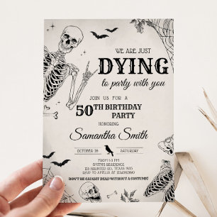 Skull Dying voor Halloween verjaardagsfeestje Kaart