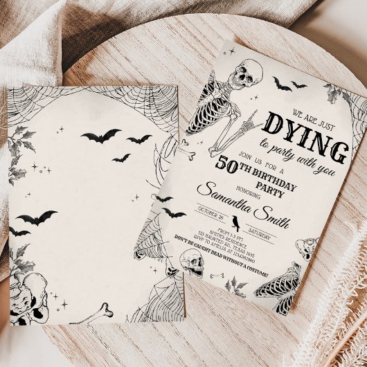 Skull Dying voor Halloween verjaardagsfeestje Kaart