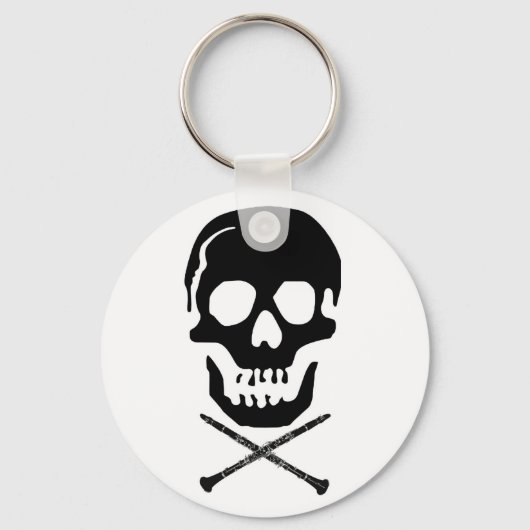 Skull en clarinets - Zwart op wit Sleutelhanger (Voorkant)