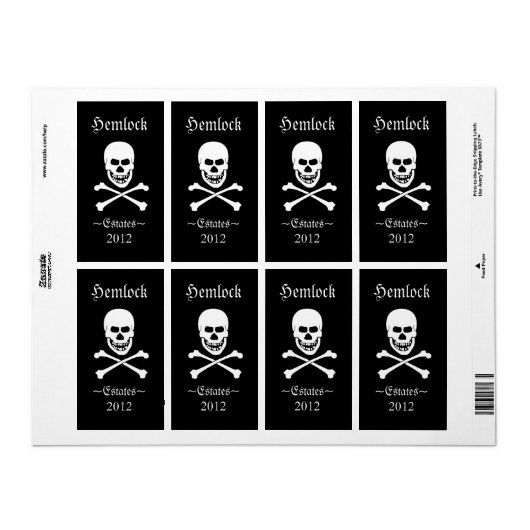 Skull en Crossbones Halloween Funny Wine Bottle Etiket (Full Sheet)