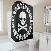 Skull en Crossbones in Border Shower Curtain Douchegordijn (In situ)
