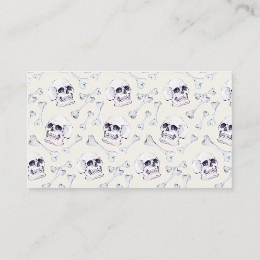 Skull en Crossbones Ivory White Visitekaartje (Achterkant)