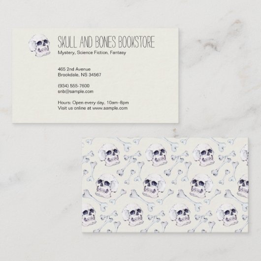 Skull en Crossbones Ivory White Visitekaartje (Voorkant / Achterkant)