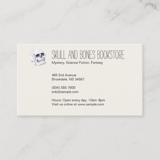 Skull en Crossbones Ivory White Visitekaartje (Voorkant)