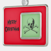 Skull en Crossbones Jolly Roger Verzilverd Omlijst Ornament (Links)
