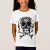 Skull en Crossbones met Headphones Girls Shirt (Voorkant)