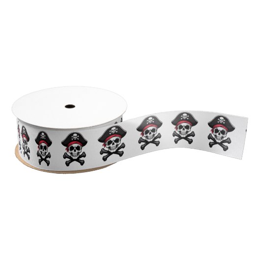 Skull en Crossbones Pirate Grosgrain Lint (Spoel)