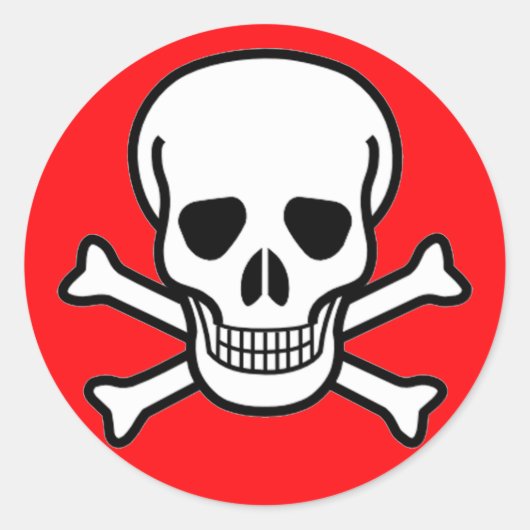 Skull en Crossbones Pirate Ronde Sticker (Voorkant)