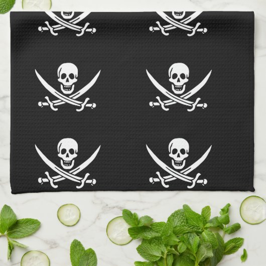 Skull en Crossbones Pirate Towel Theedoek (Gevouwen)