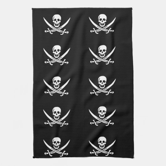 Skull en Crossbones Pirate Towel Theedoek (Verticaal)