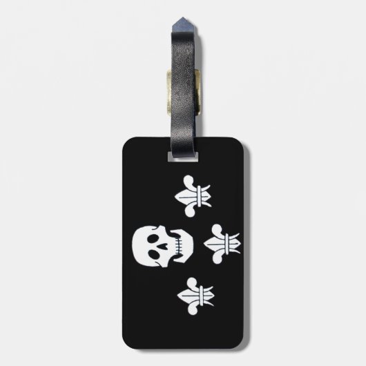 SKULL EN FLEUR DE LISE JOLLY ROGER BANNER BAGAGELABEL (Achterkant verticaal)