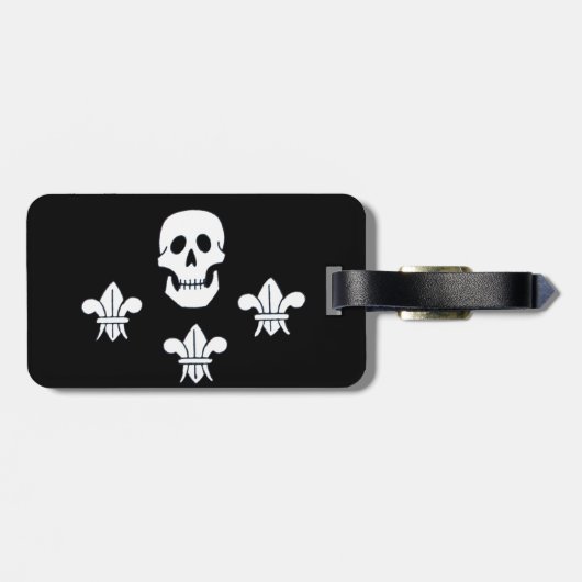 SKULL EN FLEUR DE LISE JOLLY ROGER BANNER BAGAGELABEL (Achterkant horizontaal)