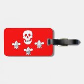 SKULL EN FLEUR DE LISE RED JOLLY ROGER BANNER BAGAGELABEL (Achterkant horizontaal)