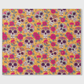 Skull en Flowers. Naadloze achtergrond. Mexicaanse Cadeaupapier (Vlak)