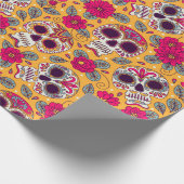 Skull en Flowers. Naadloze achtergrond. Mexicaanse Cadeaupapier (Hoek)
