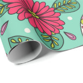 Skull en Flowers. Naadloze achtergrond. Mexicaanse Cadeaupapier (Rol Hoek)