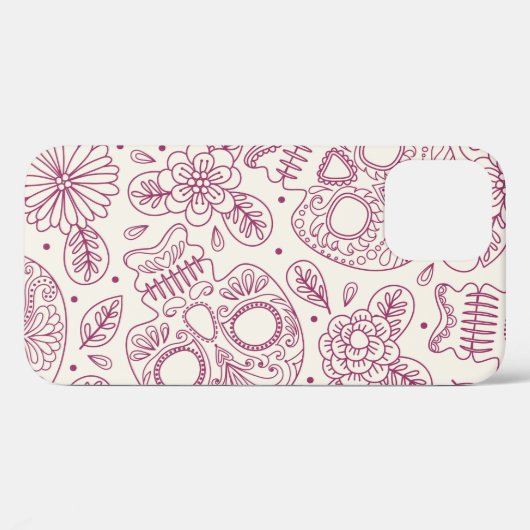 Skull en Flowers. Naadloze achtergrond. Mexicaanse Case-Mate iPhone Case (Achterkant (horizontaal))