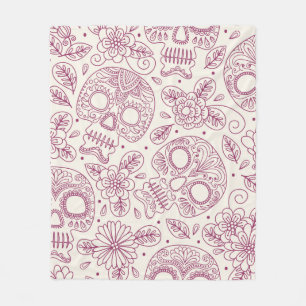 Skull en Flowers. Naadloze achtergrond. Mexicaanse Fleece Deken