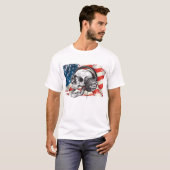Skull en Headphones/American Flag T-shirt (Voorkant volledig)