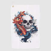 Skull en Koi Serenity Golfhanddoek (Voorkant)