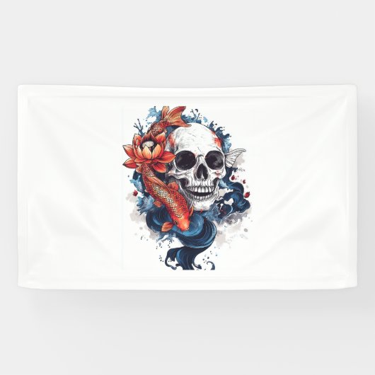 Skull en Koi Serenity Spandoek (Horizontaal)
