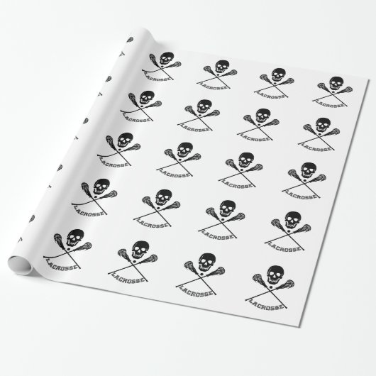 Skull en Lacrosse Sticks Cadeaupapier (Uitgerold)