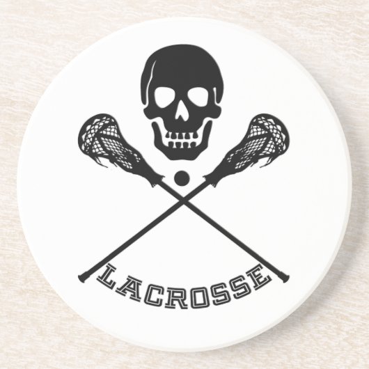 Skull en Lacrosse Sticks Zandsteen Onderzetter (Voorkant)
