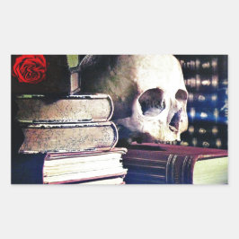 Skull- en spellingboek over geschenken, kleding en rechthoekige sticker