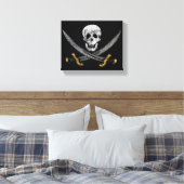 Skull en Swords Jolly Roger Pirate Flag Canvas Afdruk (Insitu (Slaapkamer))