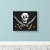 Skull en Swords Jolly Roger Pirate Flag Canvas Afdruk (Insitu (Houten vloer))