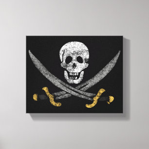 Skull en Swords Jolly Roger Pirate Flag Canvas Afdruk