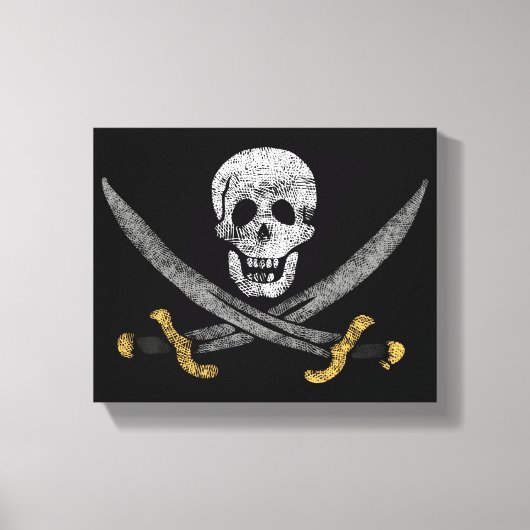 Skull en Swords Jolly Roger Pirate Flag Canvas Afdruk (Voorkant)