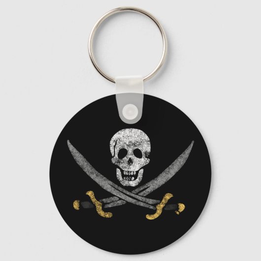 Skull en Swords Jolly Roger Pirate Flag Sleutelhanger (Voorkant)