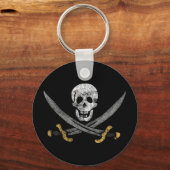 Skull en Swords Jolly Roger Pirate Flag Sleutelhanger (Voorkant)