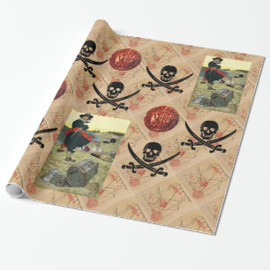 SKULL en SWORDS, PIRATEN DE PARCHTIE VAN HET KAART Cadeaupapier