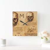 SKULL EN TEETH DENTAL CLINIC, DENTIST Monogram Vierkante Klok (Huis)
