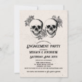 Skull Engagement Party Gothic Halloween Uitnodigin Kaart (Voorkant)