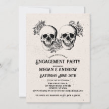 Skull Engagement Party Gothic Halloween Uitnodigin