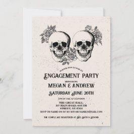 Skull Engagement Party Gothic Halloween Uitnodigin Kaart